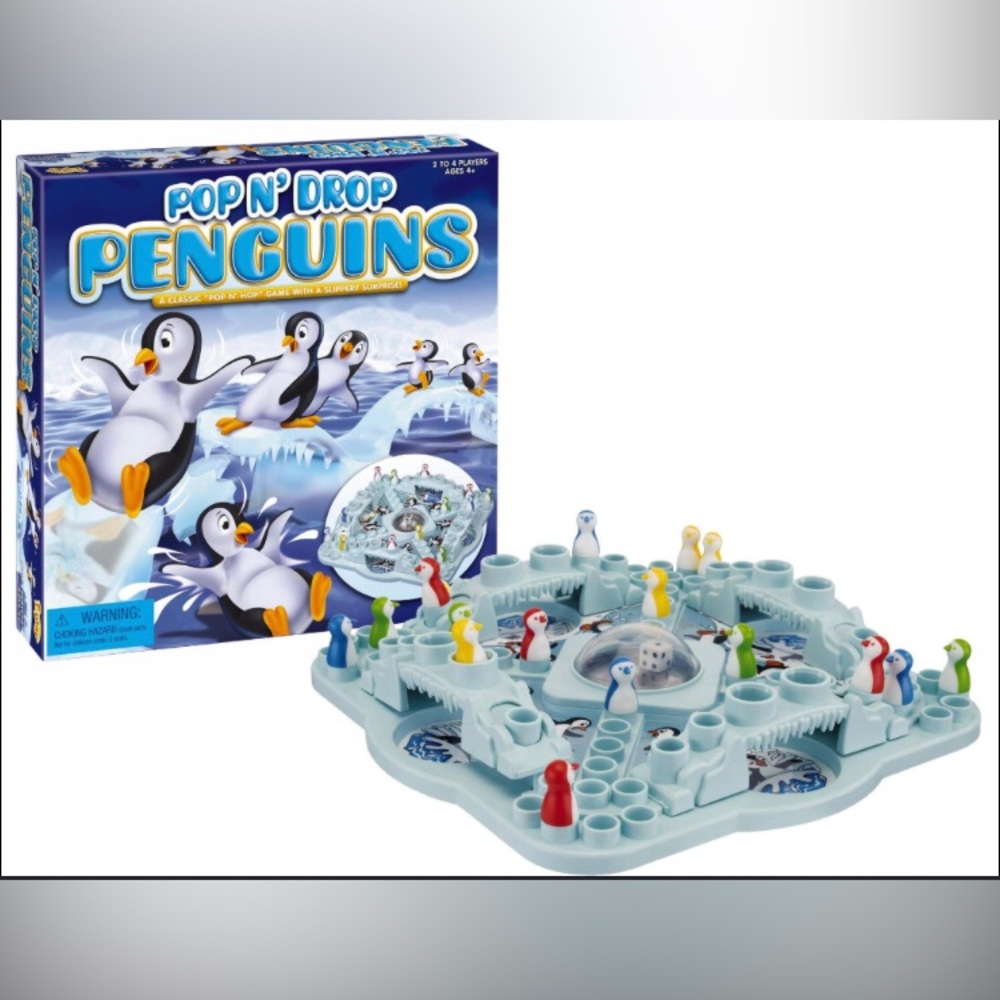Pop N' Drop Penguins Board Game - Blue Penguin Theme